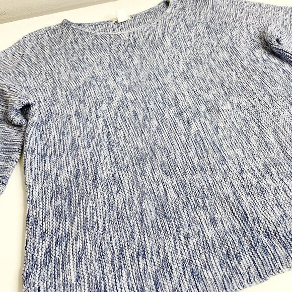 H&M Size M Women's Oversized Sweater Pullover Knit Blue 3/4 Sleeve - Picture 3 of 8
